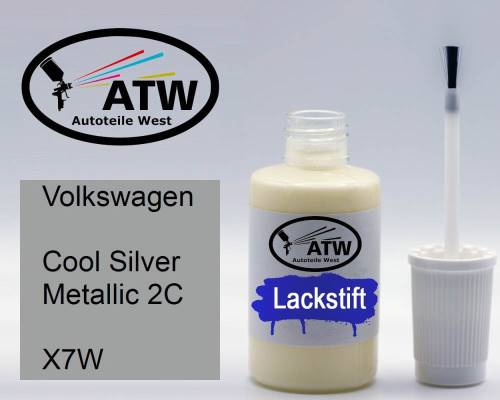 Volkswagen, Cool Silver Metallic 2C, X7W: 20ml Lackstift, von ATW Autoteile West.